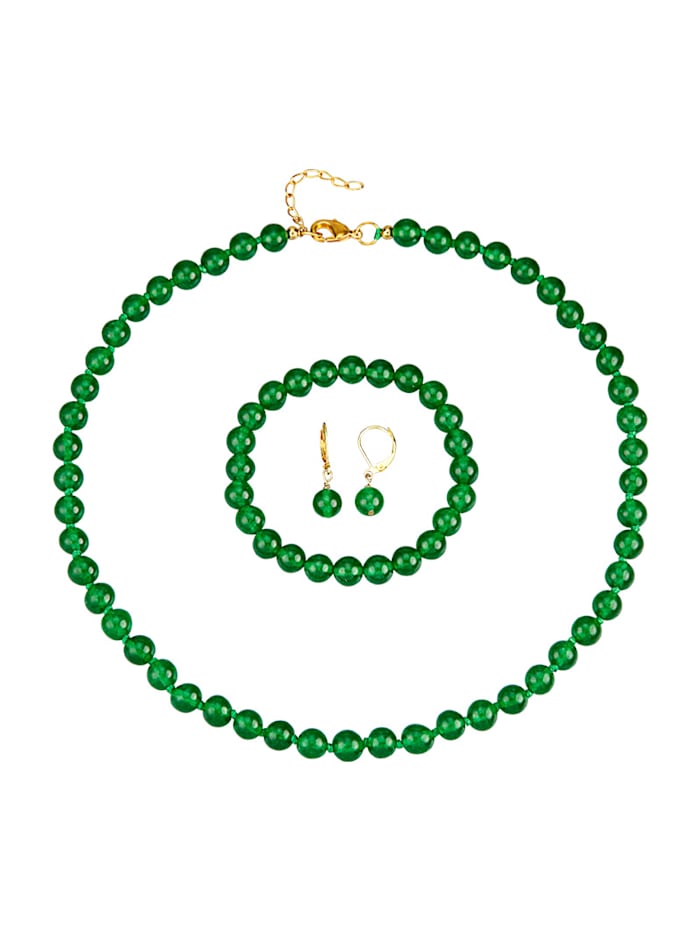 KLiNGEL Parure 3 pièces en jade en jade, Vert