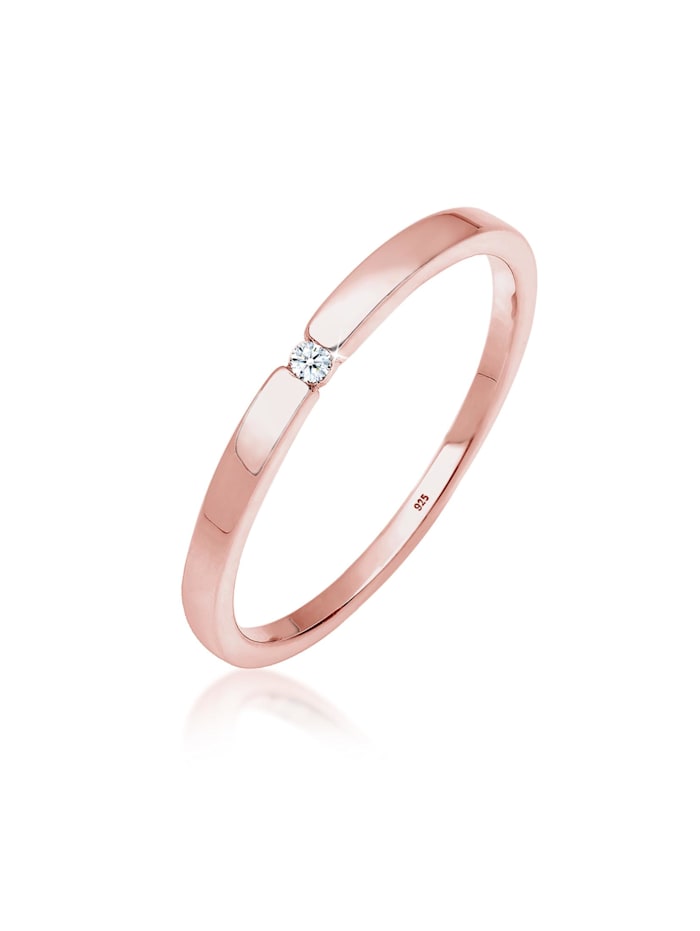 Elli DIAMONDS Ring Verlobungsring Klassiker Diamant (0.015 Ct.)Silber, Rosegold