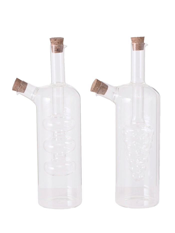 Boltze Flaschen-Set, 2-tlg., für Essig und Öl, Transparent