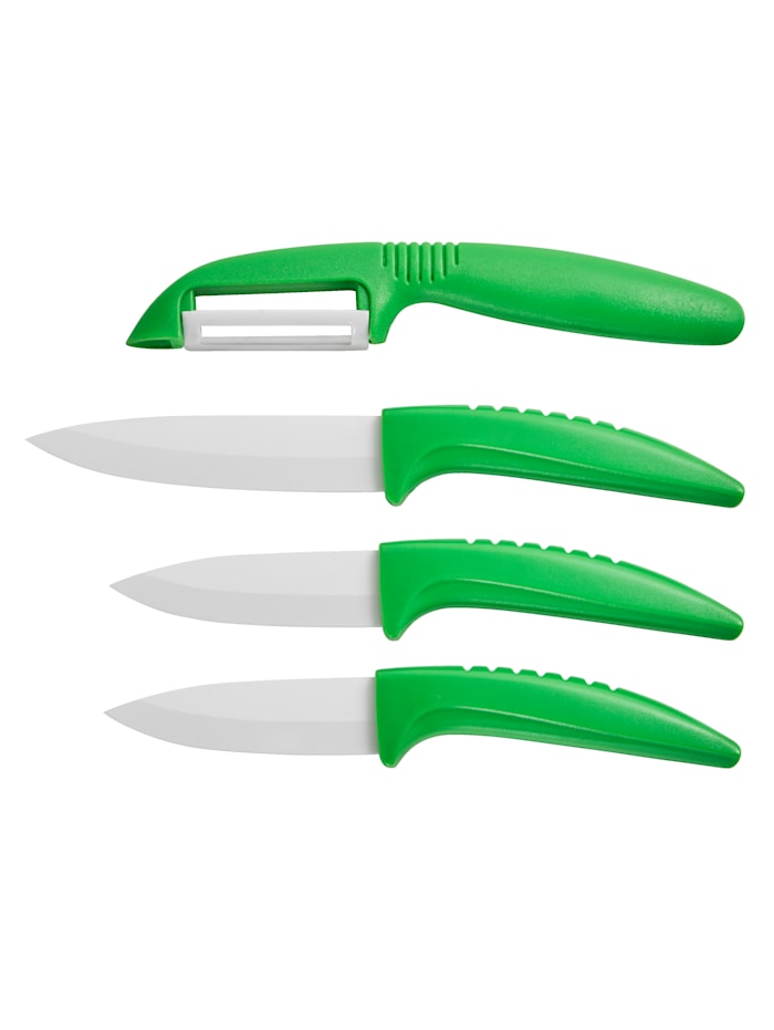 KLiNGEL Set de 3 couteaux avec éplucheur, Vert