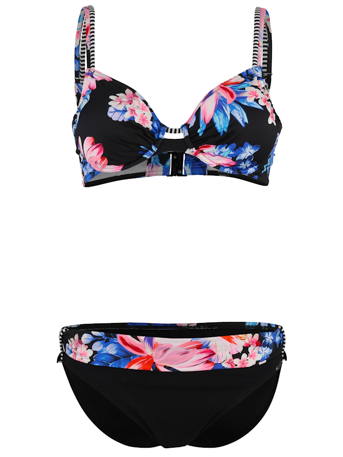 Sunflair Bikini met bloemenprint, Zwart