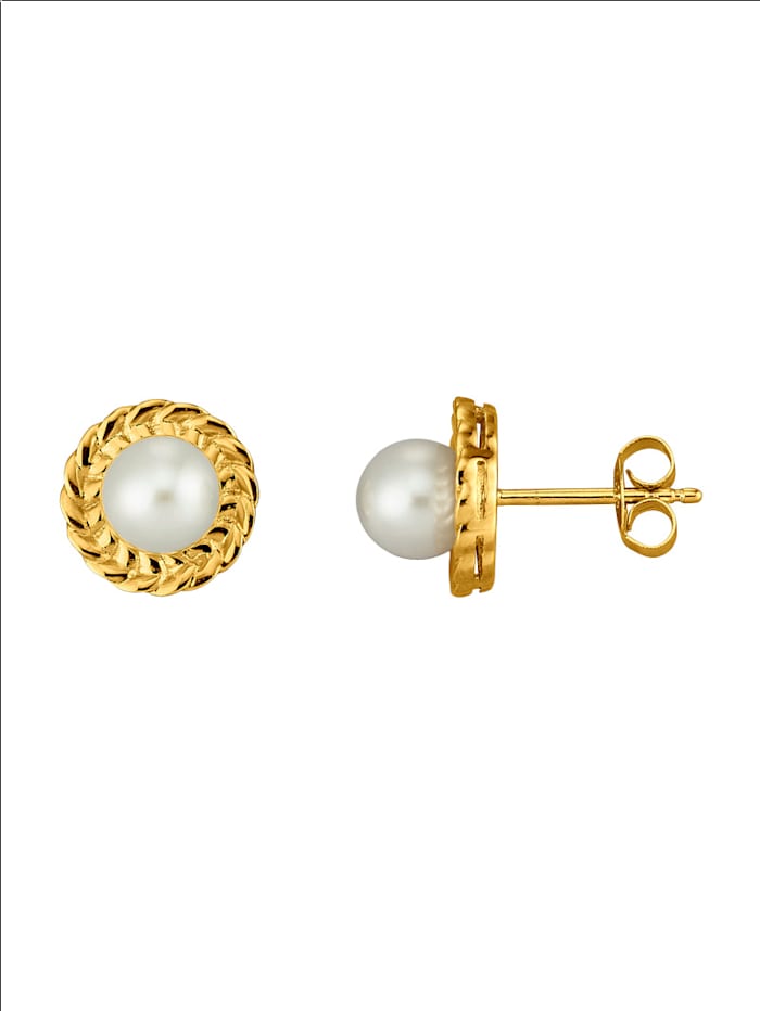 Amara Perles Boucles d'oreilles avec perles de culture d'eau douce, Blanc
