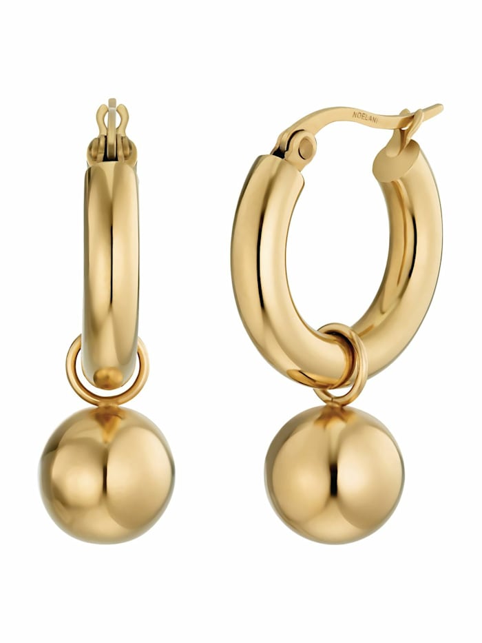 Noelani Creolen für Damen, Stainless Steel IP Gold, groß 32 mm "Sphere", Gold