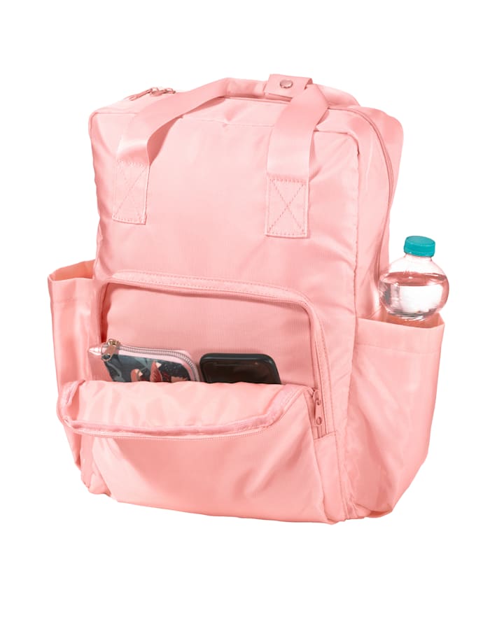 Backpack with a laptop sleeve and charging port, Rosé