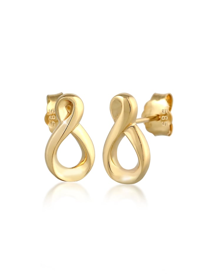 Elli Premium Ohrringe Infinity Unendlichkeitssymbol 585 Gelbgold, Gold