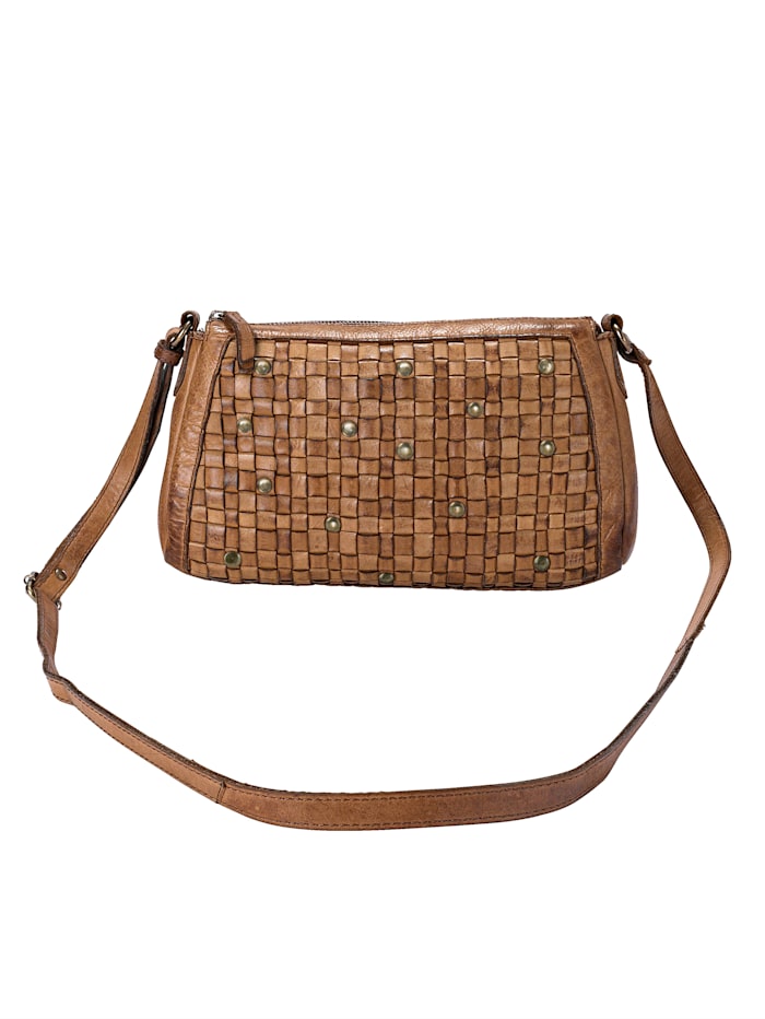 Aimée Shoulder bag made from tanned natural leather, Cognac