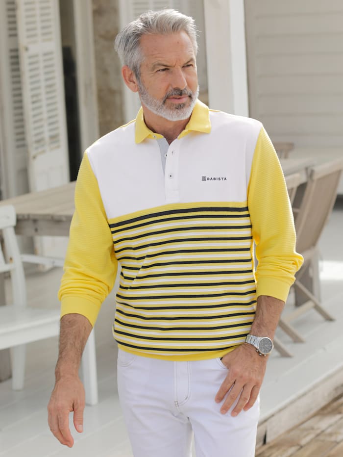 BABISTA Sweatshirt mit auffällig schöner Streifen-Struktur, Gelb/Weiß