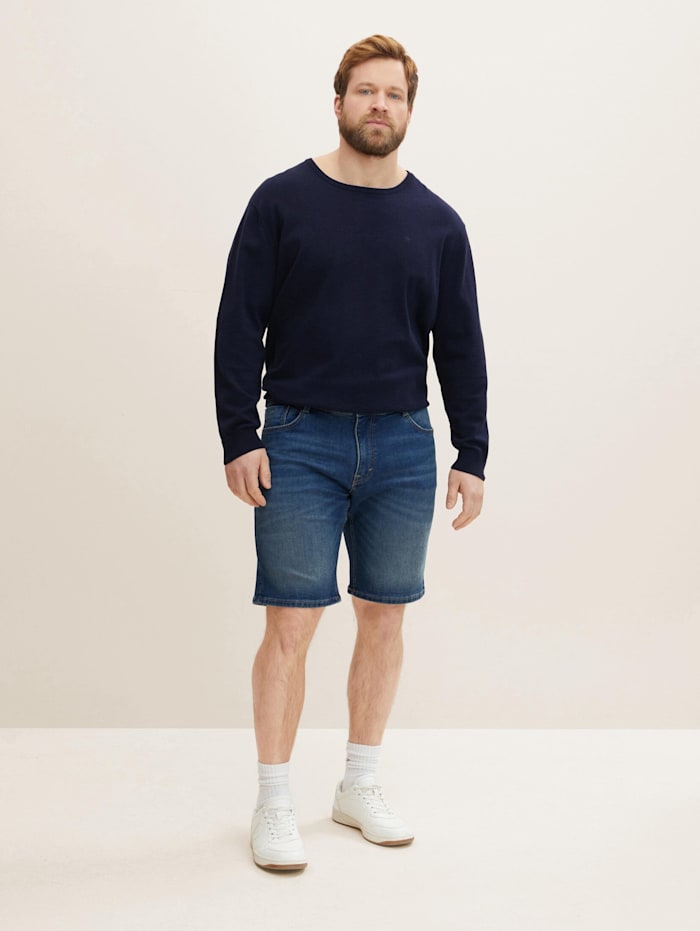 Tom Tailor Men Plus Plus - Slim Jeans Shorts, Tinted Blue Denim