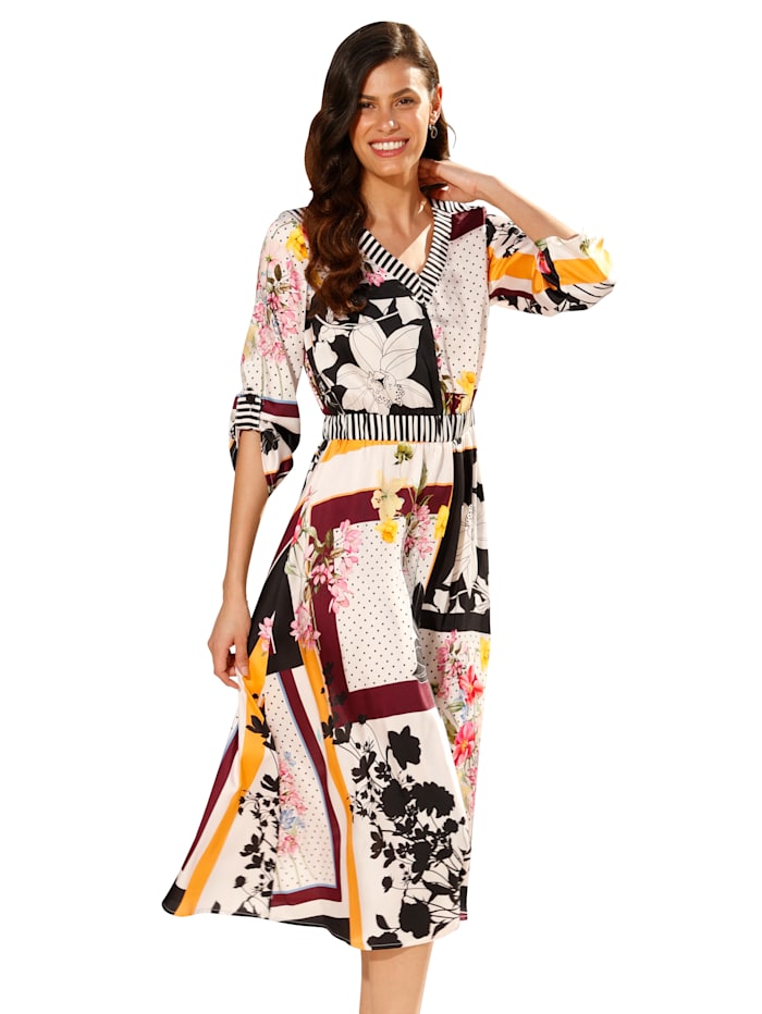 AMY VERMONT Robe à taille élastiquée confortable, Multicolore