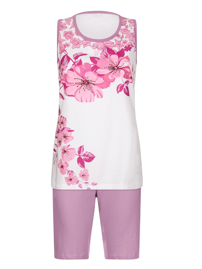 Harmony Pyjashorts par lot de 2 à ravissant imprimé sur le T-shirt, Rose/Turquoise/Blanc