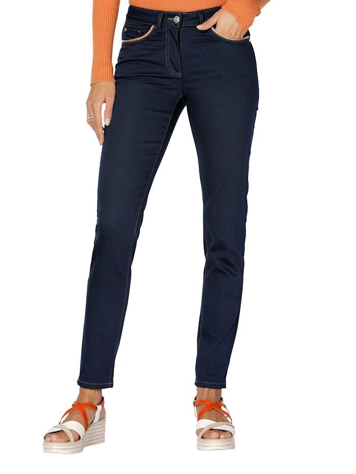 AMY VERMONT Jeans mit effektvoller Paspel, Dunkelblau