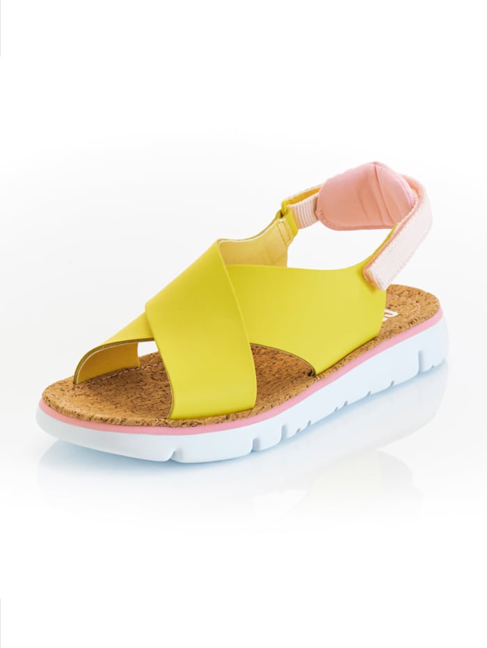Camper Sandale mit Kork Decksohle, Gelb