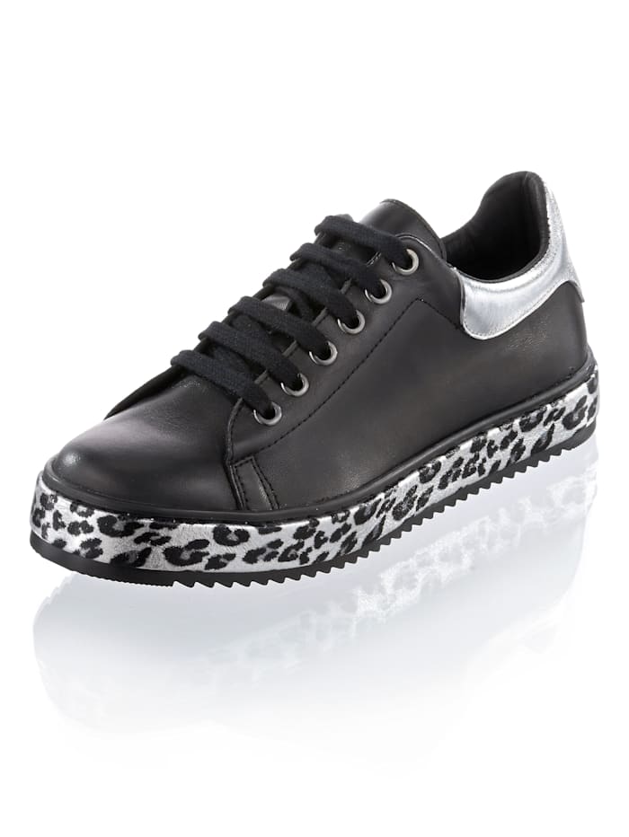 Alba Moda Sneakers à semelle de marche originale, Noir/Coloris argent