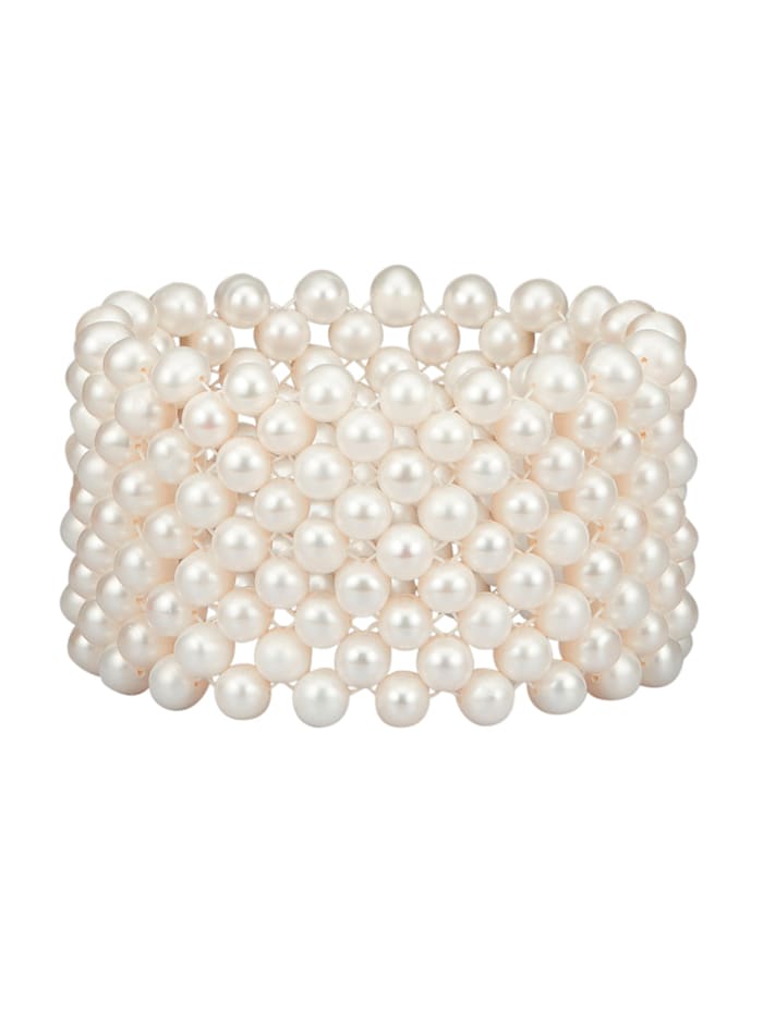 Bracelet avec perles de culture d'eau douce, Blanc