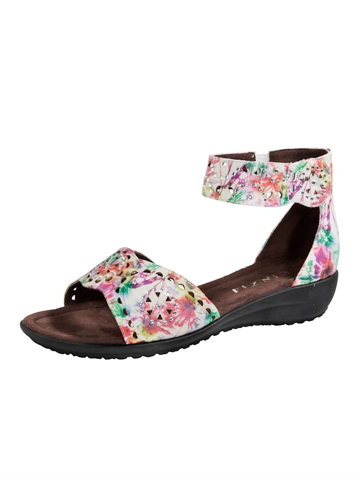 Liva Loop Sandále s decentnými ozdobnými kamienkami, Biela/Multicolor