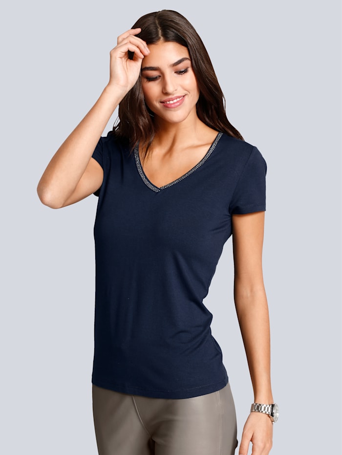 Alba Moda Shirt mit Glitzerapplikation, Marineblau