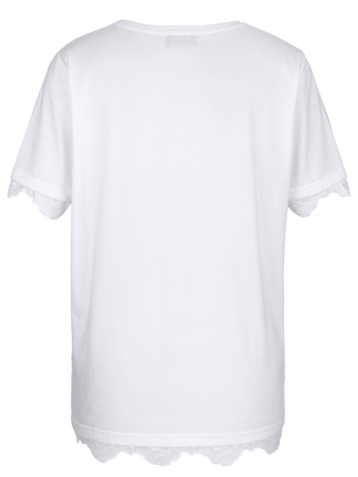 Shirt Met kant op de mouwen en zoom