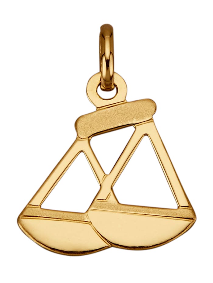 Amara Or Pendentif avec signe du zodiaque "Balance" en or jaune 750, Coloris or jaune
