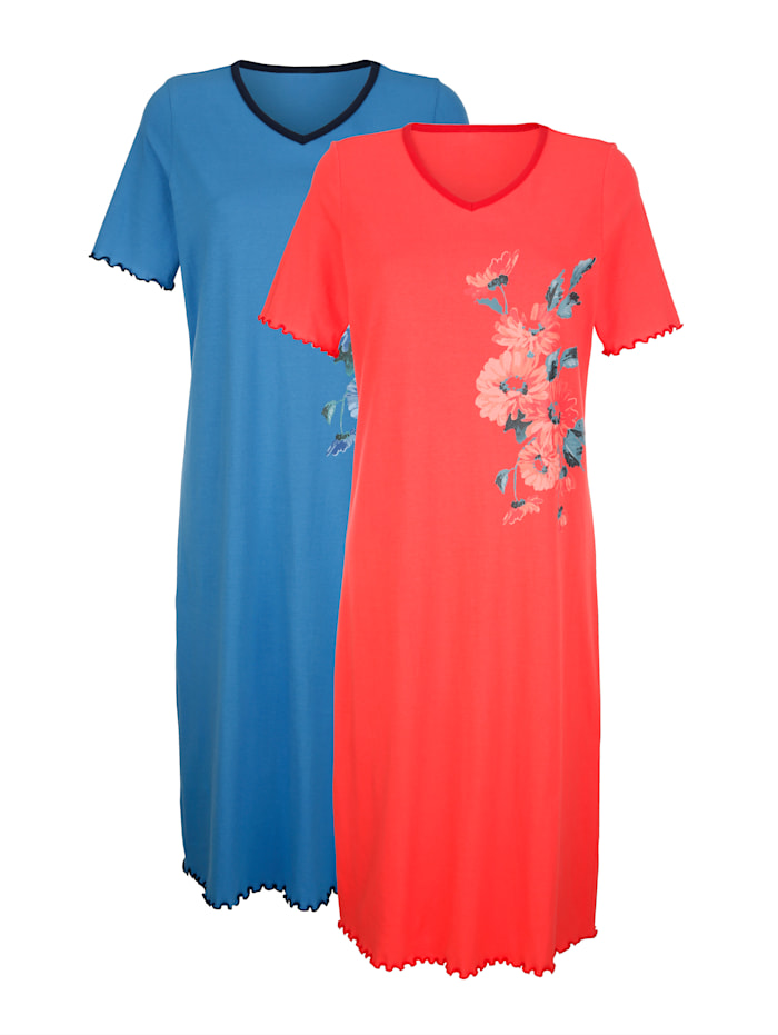 Harmony Nattkjoler med blomstermønster, Korall/Blå