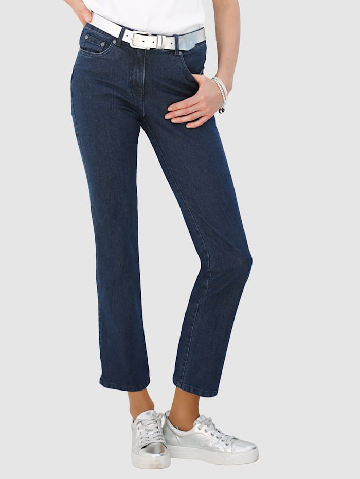 Dress In Jeans Laura Straight mit Strasssteinen auf den Gesäßtaschen, Marineblau