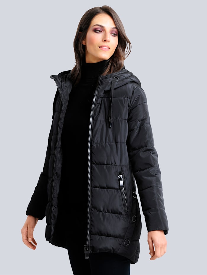 Alba Moda Prošívaná bunda se stylovým zipem, Černá