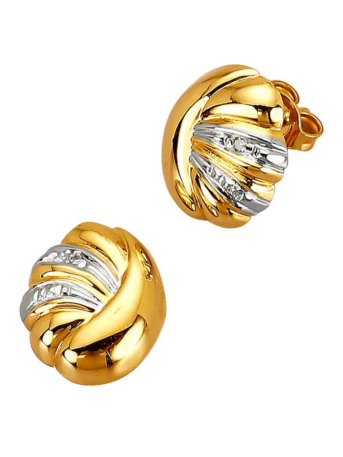 Boucles d'oreilles en or jaune 375, avec diamants, Or jaune
