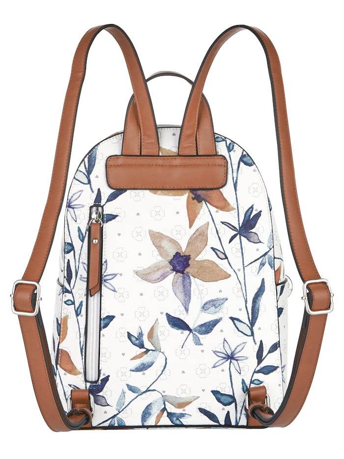 Backpack with a floral print