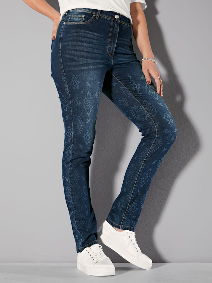 MIAMODA Jeans met etnopatroon, Dark blue