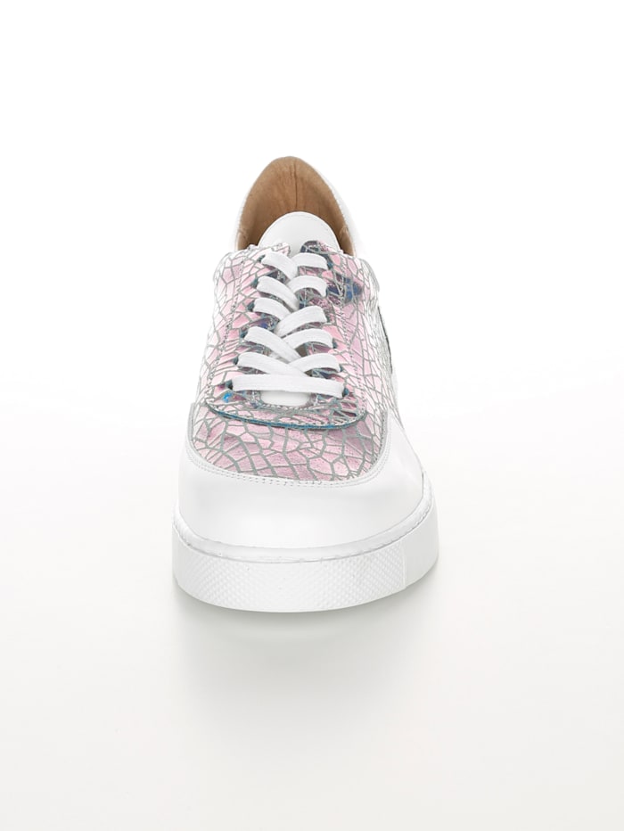 Alba Moda Sneaker mit Kroko-Muster, Silberfarben/Weiß