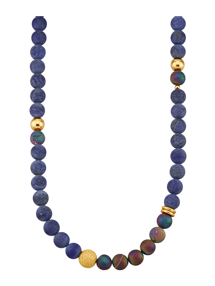 Halskette mit Lapislazuli und Achat in Silber 925, Multicolor 1