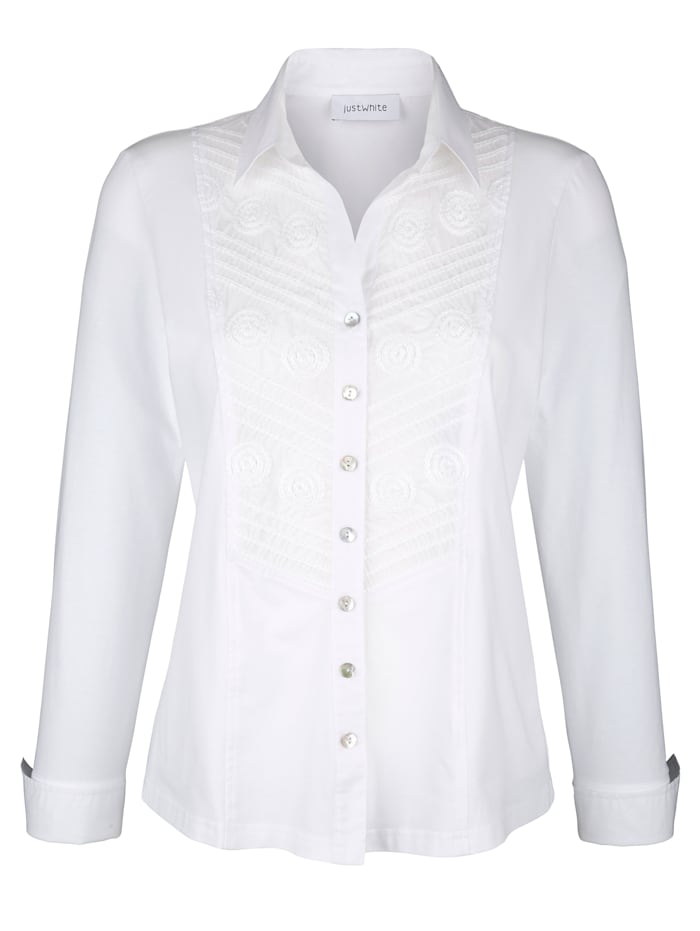 Jersey blouse met kettingsteekborduursel