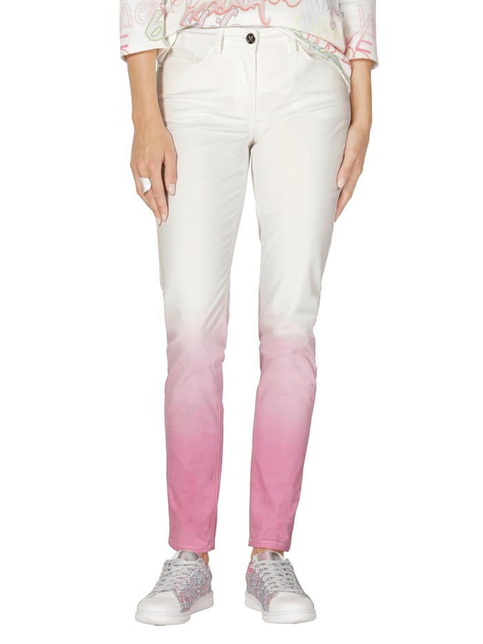 AMY VERMONT Jeans mit Farbverlauf, Weiß/Pink