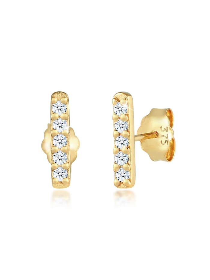 Elli DIAMONDS Ohrringe Stecker Stab Geo Diamant (0.15 Ct.) 375 Gelbgold, Gold