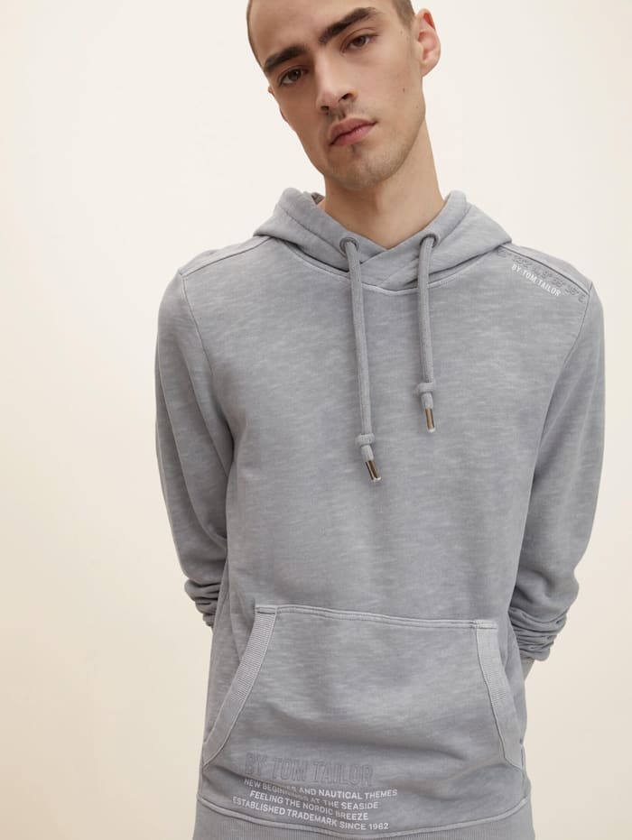 Tom Tailor Hoodie im Washed Look, Explicit Grey