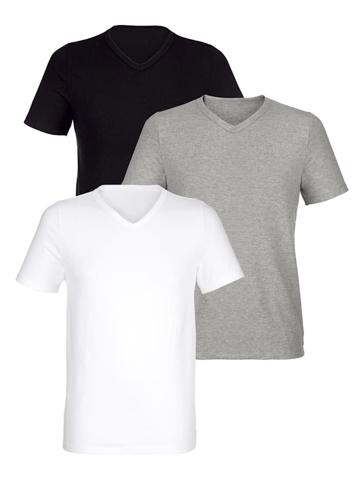 BABISTA Shirt met naaldtricot, Wit/Zwart/Grijs