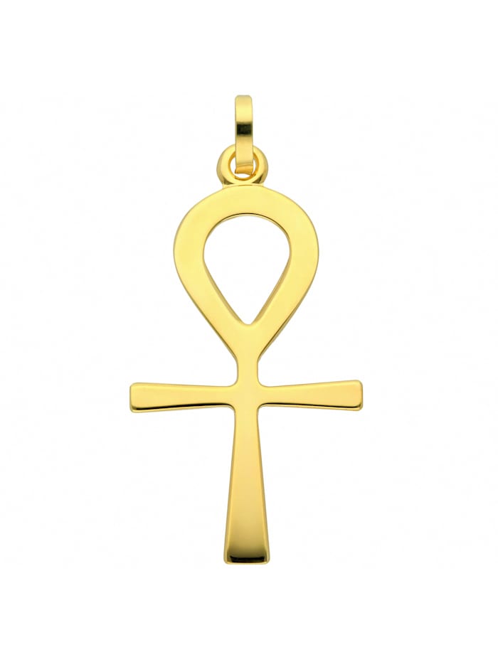1001 Diamonds 585 Gold Kreuz Anhänger Lebenszeichen - Set mit Halskette, gold