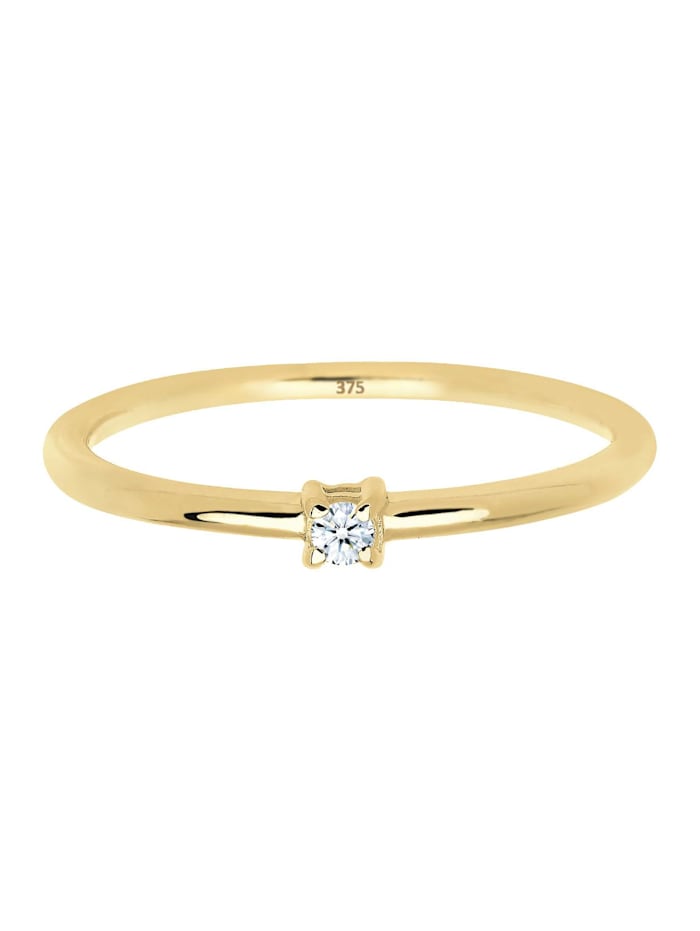 Ring Verlobungsring Diamant 0.03 Ct. 375 Gelbgold