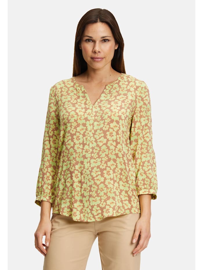 Cartoon Casual-Bluse mit Muster, Camel/Yellow