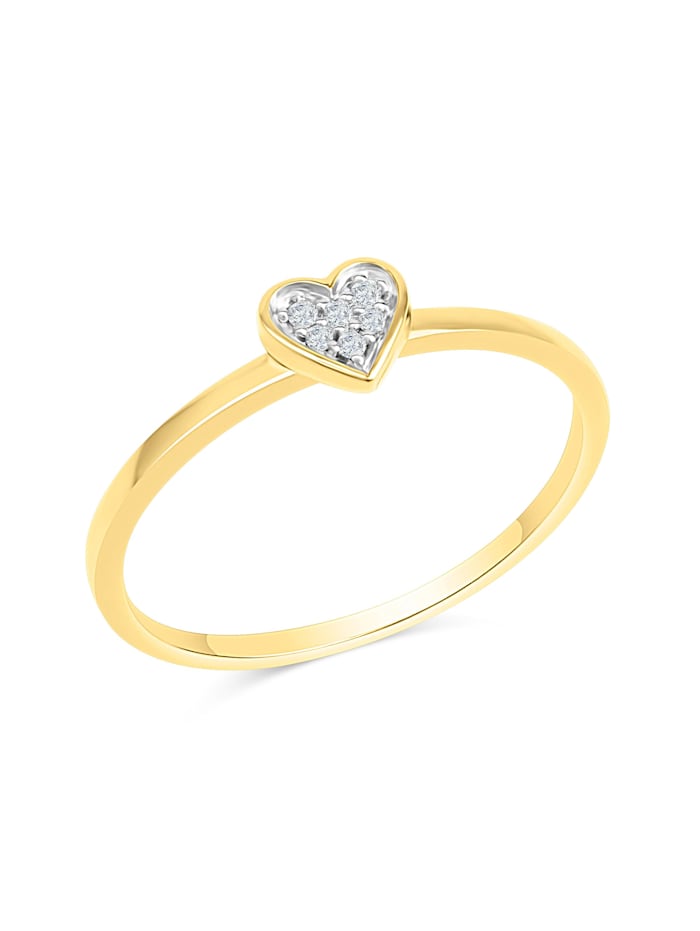 Diamonds by Ellen K. Ring 585/- Gold Brillant weiß Diamant Glänzend 0,025ct., gelb