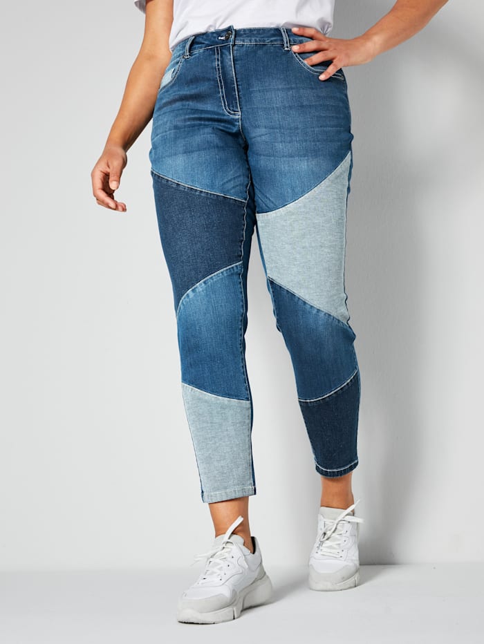 Dollywood Jeans in patchworklook, Blue stone
