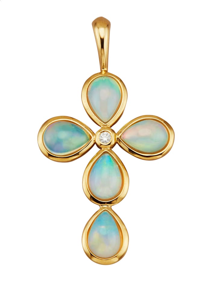 Amara Pierres colorées Pendentif avec opales cristal, Blanc