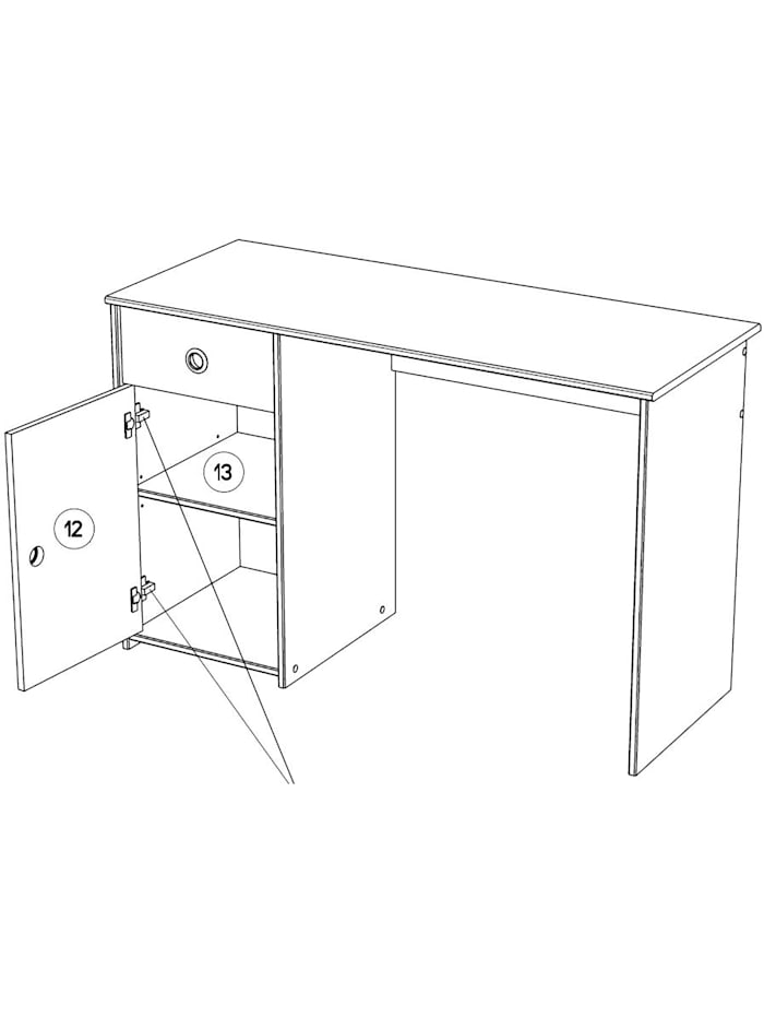 Schreibtisch Kiefer-Dekor weiß mit drehbaren Kanten