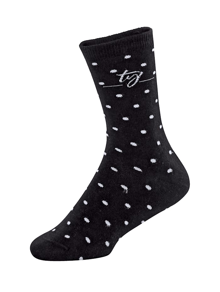 TruYou Socken im 3er-Pack in gepunktetem Muster, Schwarz/Weiß