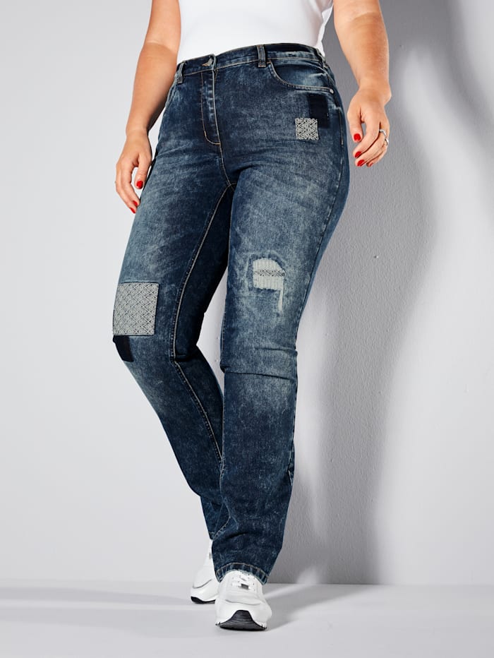 MIAMODA Jeans mit Patches, Dark blue