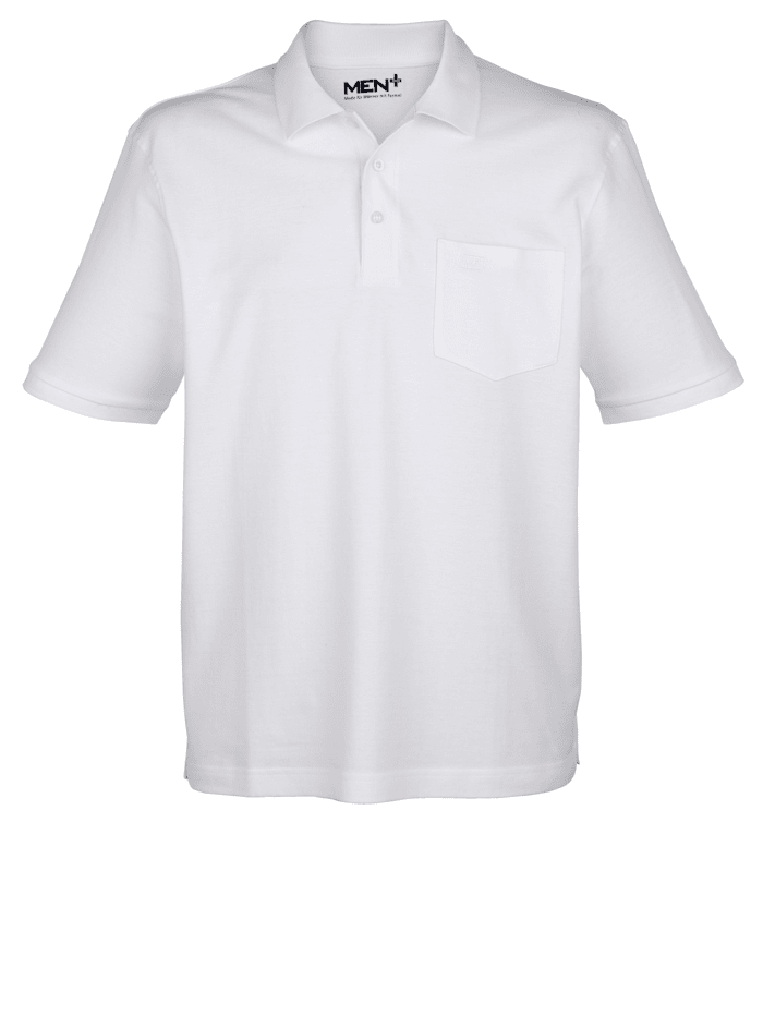 Men Plus Poloshirt aus reiner Baumwolle, Weiß