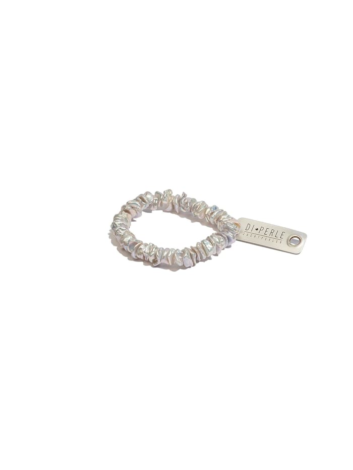 DI PERLE Damen Perlenschmuck Süsswasser Perlen Armband ( 19 cm ), weiß