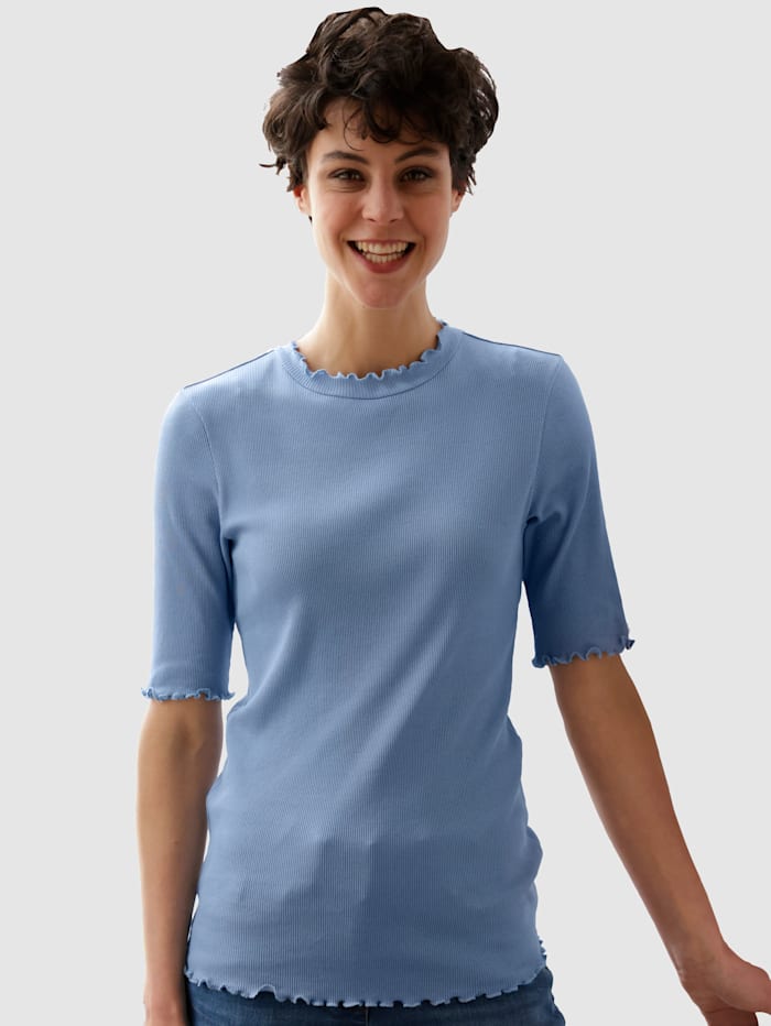 Dress In Shirt mit Wellenkante, Rauchblau