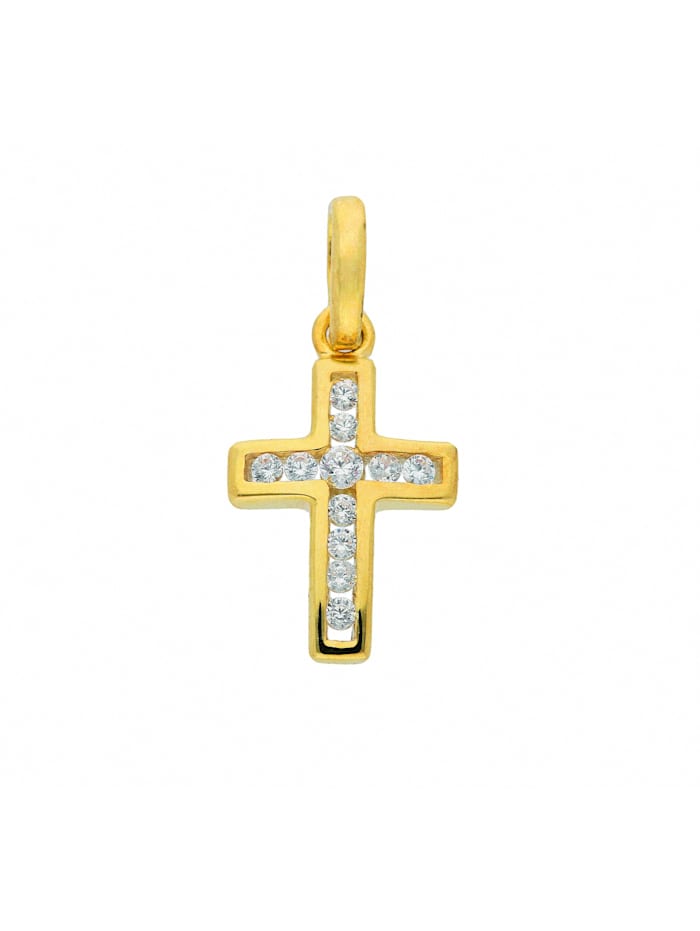 1001 Diamonds 333 Gold Kreuz Anhänger mit Zirkonia - Set mit Halskette, gold