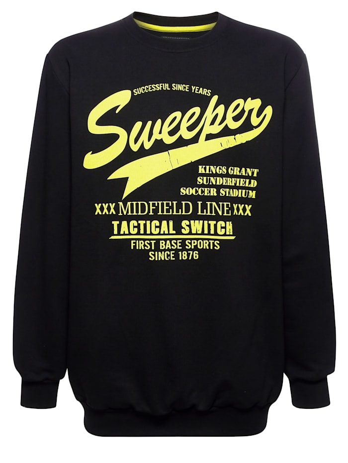 Men Plus Sweatshirt Spezialschnitt, Schwarz/Neongrün