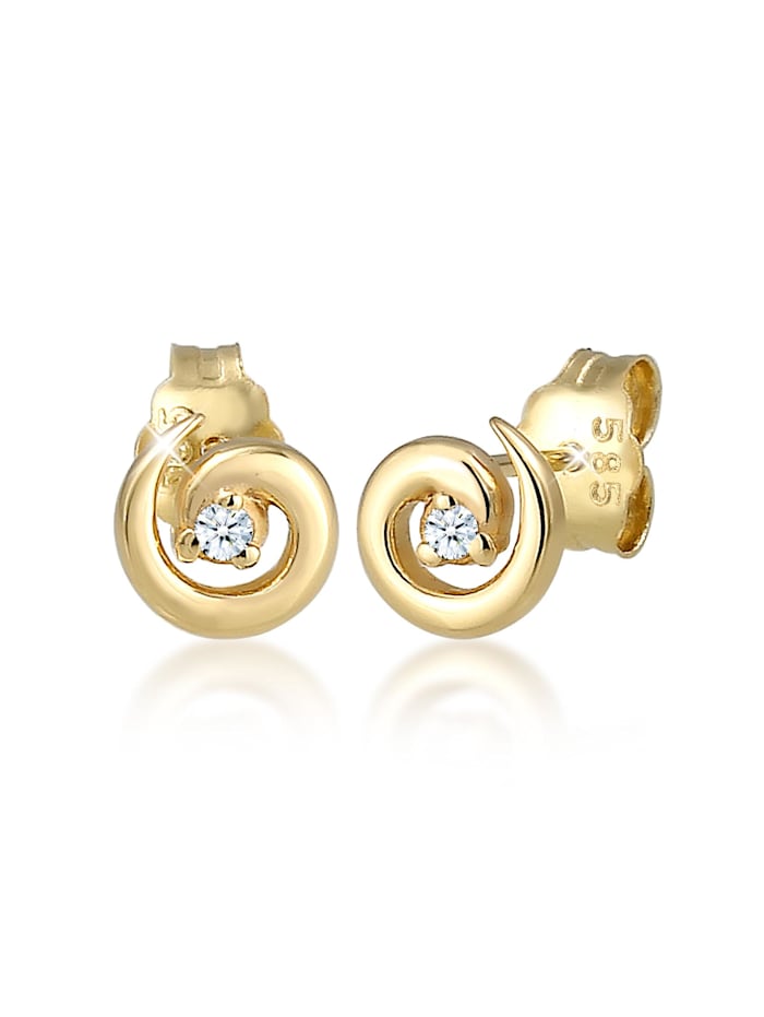 Elli DIAMONDS Ohrringe Stecker Spirale Diamanten (0.03 Ct) 585Er Gelbgold, Gold